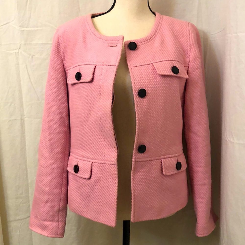 Talbots womens pink button front jacket. 100% cotton size 10